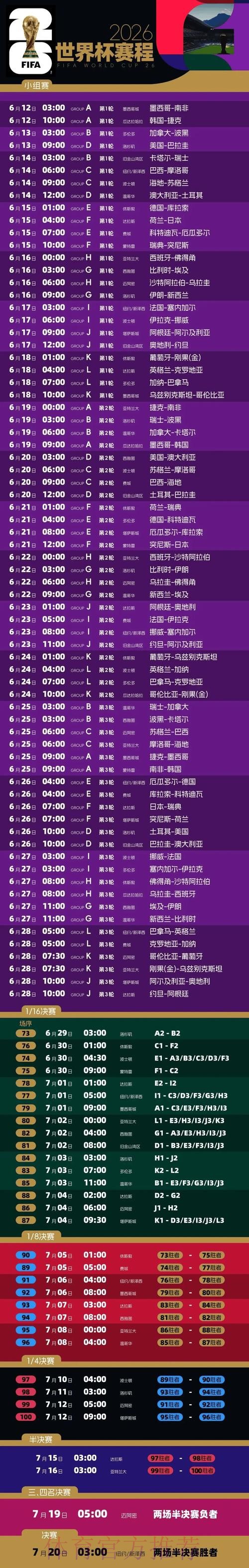 2026世界杯赛程实时更新最新时间表怎么看 2026世界杯赛程实时更新最新时间表怎么看